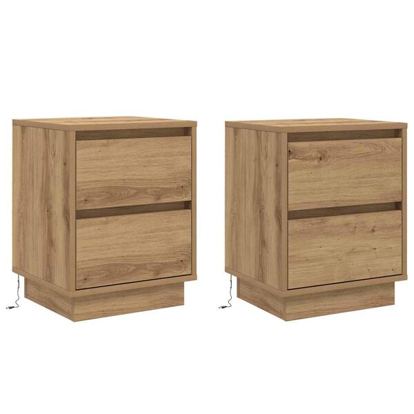 vidaXL Bedside Cabinet with Drawer 2 pcs Artisan Oak 39 x 34.5 x 50 cm