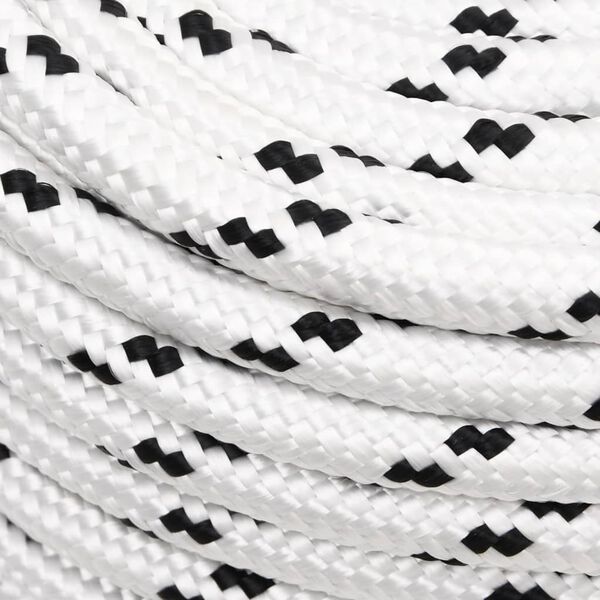 vidaXL Braided Boat Rope White 12 mmx100 m Polyester