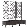vidaXL Garden Planter with Trellis&Wheels 3 pcs Brown PP