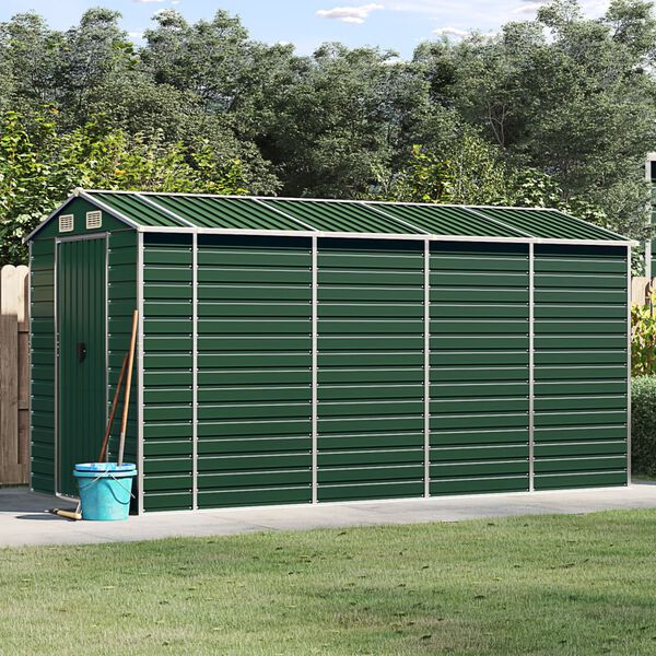 vidaXL Garden Shed Green 191x385x198 cm Galvanised Steel
