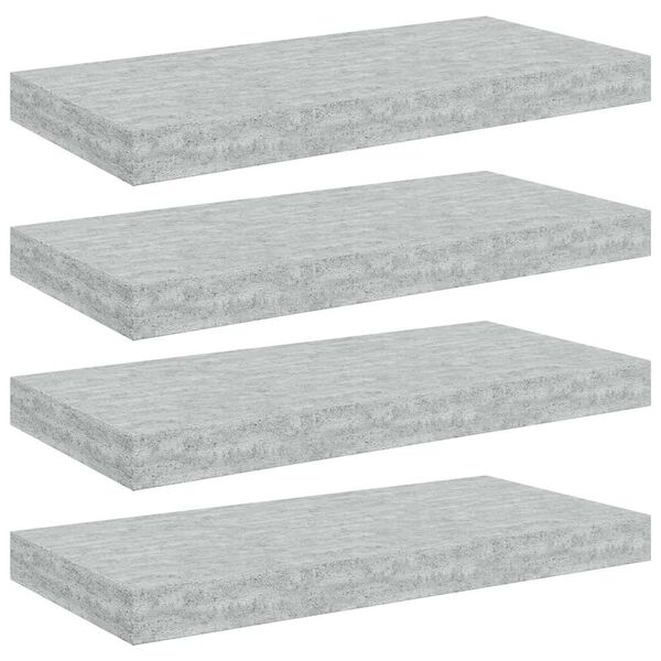 vidaXL Floating Wall Shelves 4 pcs Concrete Grey 50x23x3.8 cm MDF