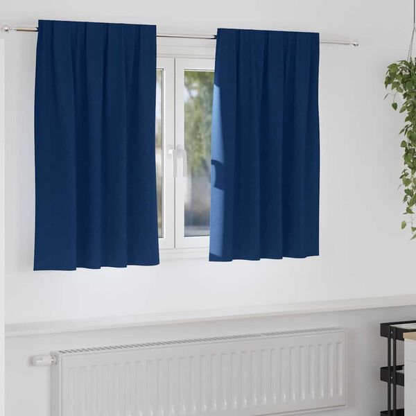 vidaXL Blackout Curtains with Rings Dark Blue Polyester