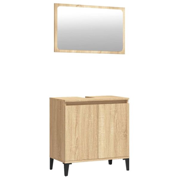 vidaXL 2 Piece Bathroom Furniture Set Sonoma Oak Engineered Wood