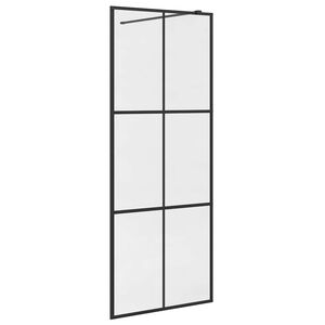 vidaXL Walk-in Shower Wall with Clear ESG Glass 80x195 cm Black