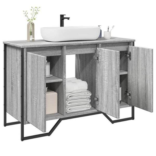 vidaXL Bathroom Sink Cabinet Grey Sonoma 91x35x60 cm Engineered Wood