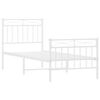 vidaXL Metal Bed Frame without Mattress with Footboard White 75x190cm