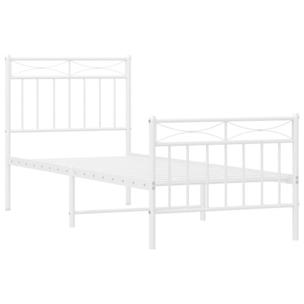vidaXL Metal Bed Frame without Mattress with Footboard White 75x190cm