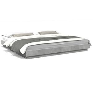 vidaXL Bed Frame with LED Lights without Mattress Concrete Grey 180x200cm