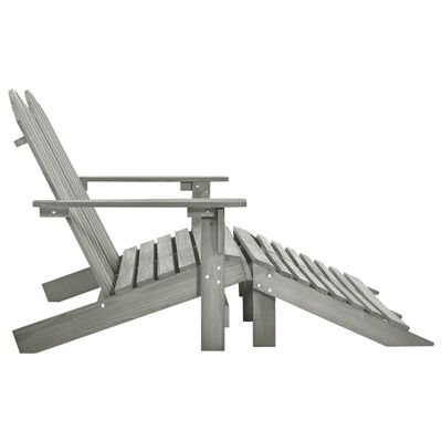 vidaXL 2-Seater Garden Adirondack Chair&Ottoman Fir Wood Grey