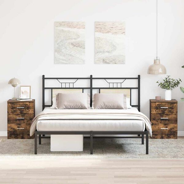 vidaXL Bedside Cabinets 2 pcs Smoked Oak 38x35x56 cm Engineered Wood