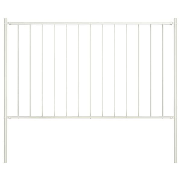 vidaXL Fence Panel with Posts Powder-coated Steel 1.7x0.75 m White