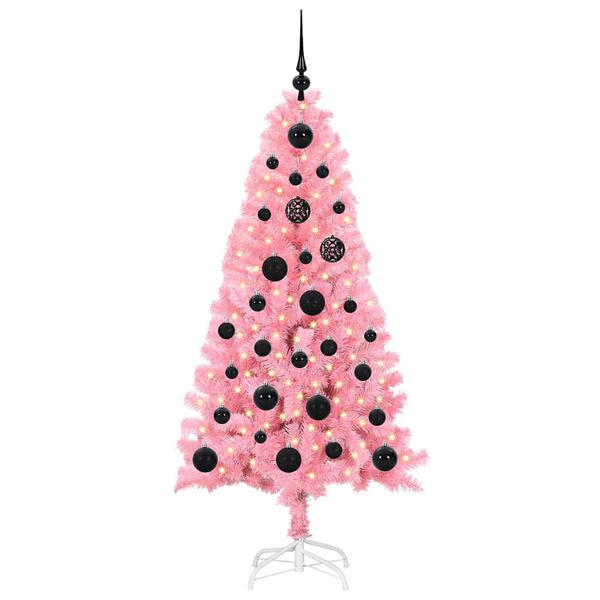 vidaXL Christmas Tree with 150 LEDs with Stand Pink 150 cm PVC