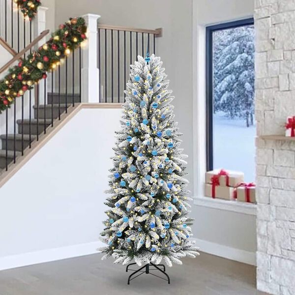 vidaXL Artificial Christmas Tree with 300 LEDs with Stand White 240 cm