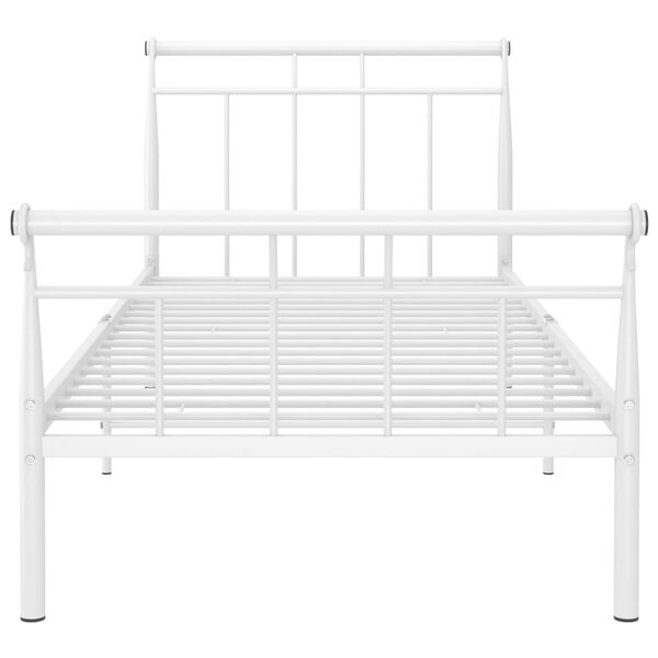 vidaXL Bed Frame without Mattress White Metal 100x200 cm