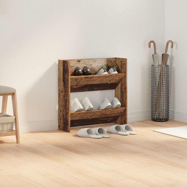 vidaXL Shoe Cabinet Old Wood 60 x 18 x 60 cm Engineered Wood