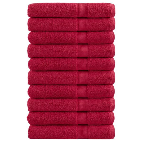 vidaXL Premium Towels SOLUND 10 pcs Red 100x200 cm 600 gsm