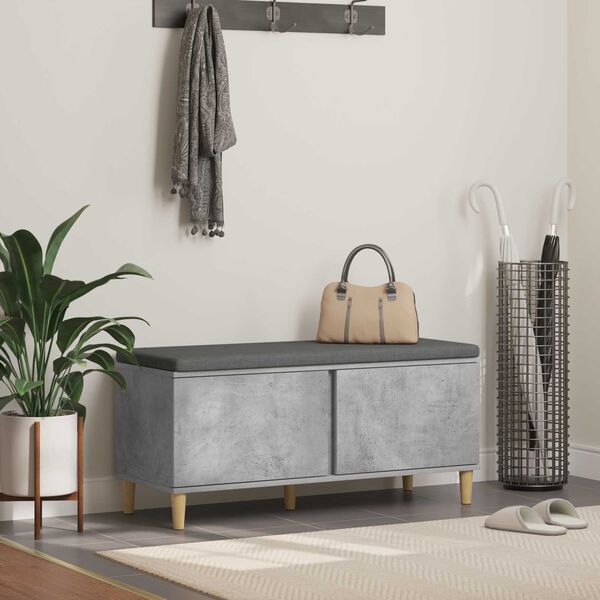 vidaXL Hall Bench with Cushion Concrete Grey 100 x 38 x 46 cm