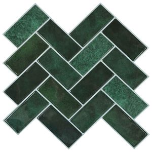 vidaXL Herringbone Tile 20 pcs Dark Green 30 x 30 cm