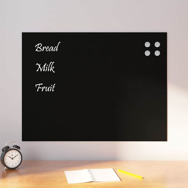 vidaXL Wall-mounted Magnetic Board Black 80x60 cm Tempered Glass