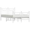 vidaXL Metal Bed Frame without Mattress with Footboard White 135x190cm