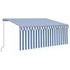 vidaXL Manual Retractable Awning with Blind 3.5x2.5m Blue&White