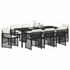 vidaXL Garden Dining Set 9 pcs Black Poly Rattan