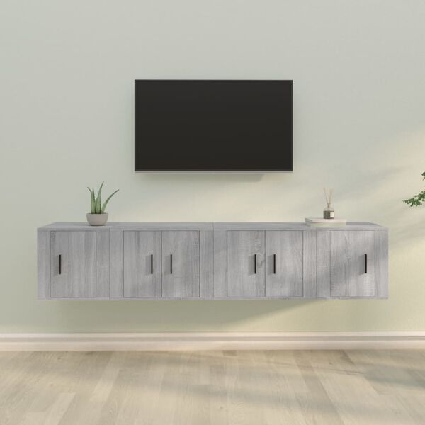 vidaXL 4 Piece TV Cabinet Set Grey Sonoma Engineered Wood