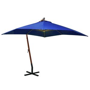 vidaXL Hanging Garden Parasol with Pole Azure Blue 3x3m Solid Fir Wood