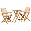 vidaXL 3 Piece Bistro Set Beige Fabric and Solid Wood