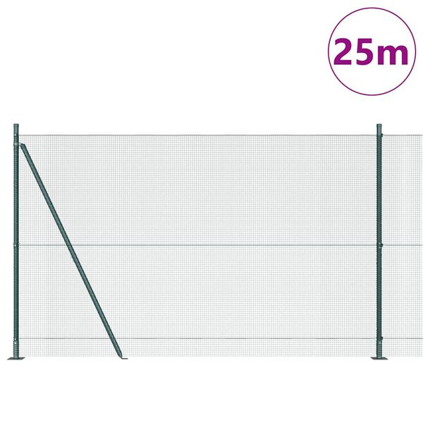 vidaXL Fence Post Green 25 x 1.4 m (12 x 12 mm mesh) Steel and PVC