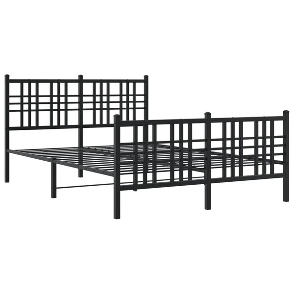 vidaXL Metal Bed Frame without Mattress with Footboard Black 120x190cm