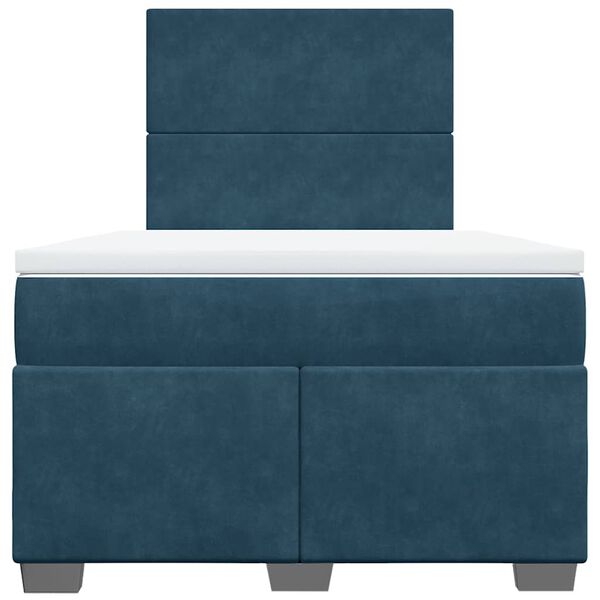 vidaXL Box Spring Bed with Mattress Blue 120x190 cm Small Double Velvet