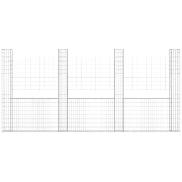 vidaXL U-shape Gabion Basket with 5 Posts Iron 500x20x200 cm
