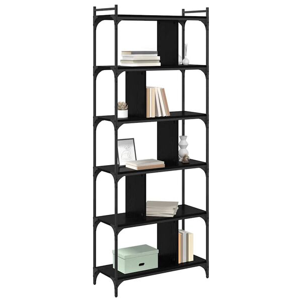 vidaXL Bookcase Black oak 76 x 32 x 192 cm Engineered wood