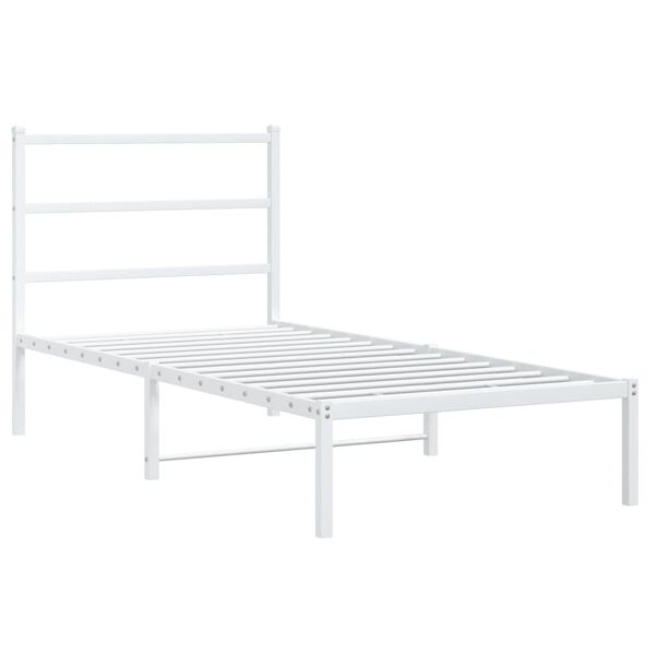 vidaXL Metal Bed Frame without Mattress with Headboard White 90x200cm