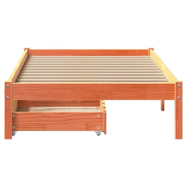 vidaXL Bed Frame without Mattress Wax Brown 100x200 cm Solid Wood Pine