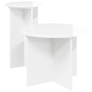 vidaXL Side Table Set 2 pcs High Gloss White Engineered Wood
