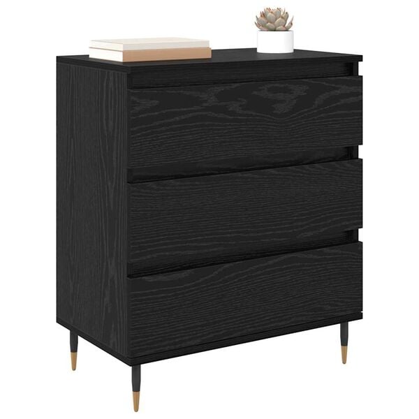 Sideboard with Drawer Black Oak 60 x 35 x 70 cm Engineered Wood