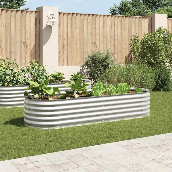 vidaXL Garden Raised Bed 240x80x44 cm Galvanised Steel Silver