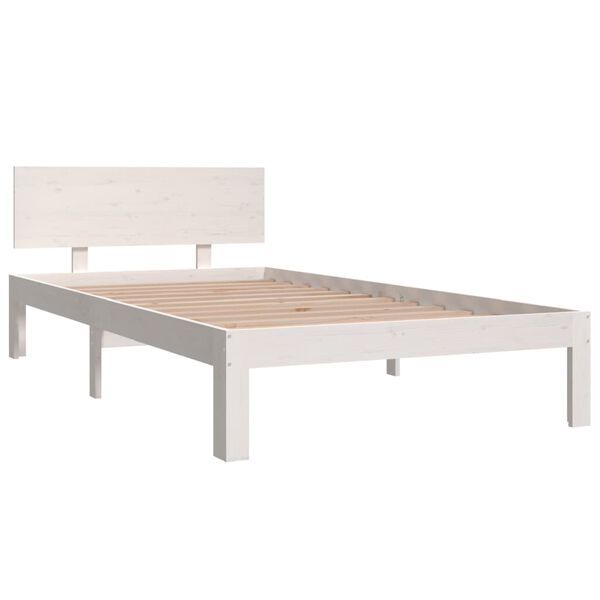 vidaXL Bed Frame without Mattress White Solid Wood Pine 100x200cm
