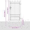 vidaXL Fence Gate with Lock Grey 103 x 225 cm Powder-Coated Steel
