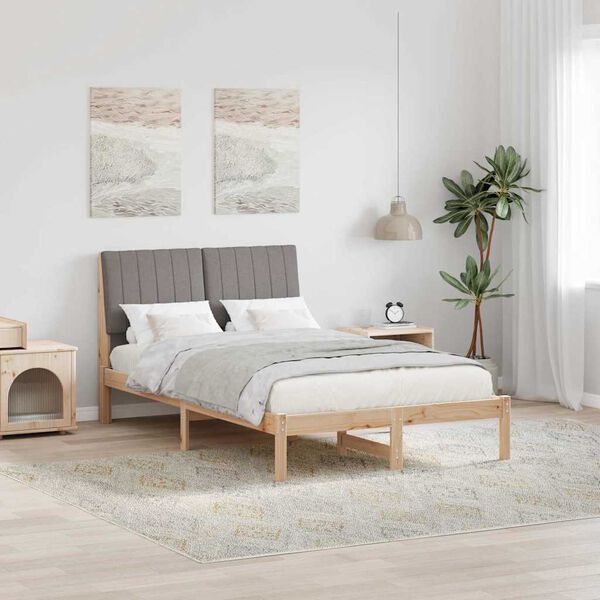 vidaXL Bed Frame with Headboard Brown 120 x 200 cm Solid Pine Wood