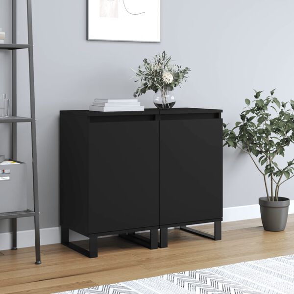 vidaXL Sideboards 2 pcs Black 40x35x70 cm Engineered Wood