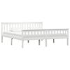 vidaXL Bed Frame without Mattress White Solid Pinewood 180x200 cm Super King