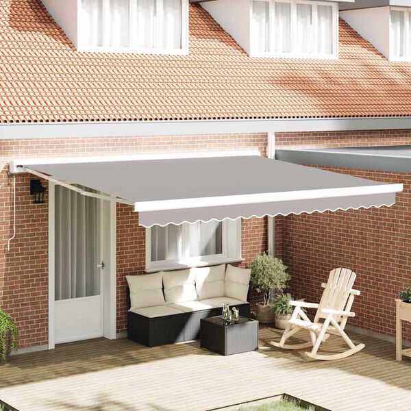 vidaXL Awning Replacement Fabric Light Grey 380 x 345 cm Polyester