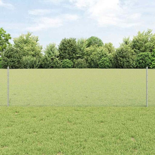 vidaXL Fence with Post Silver 0.6 x 50 m Steel