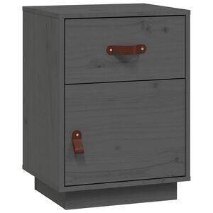 vidaXL Bedside Cabinet Grey 40x34x55 cm Solid Wood Pine