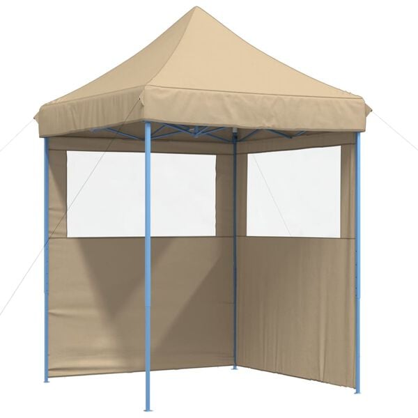 vidaXL Foldable Party Tent Pop-Up with 2 Sidewalls Beige