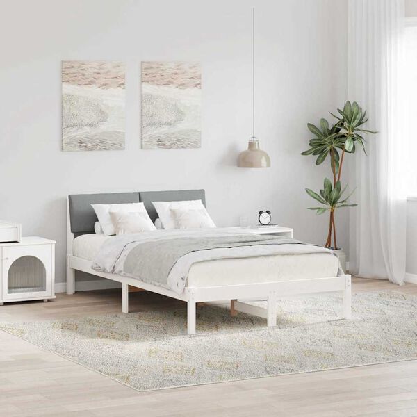 vidaXL Bed frame White and light grey 120 x 190 cm Solid pine wood