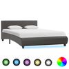 vidaXL Bed Frame with LED without Mattress Grey Faux Leather 120x200 cm